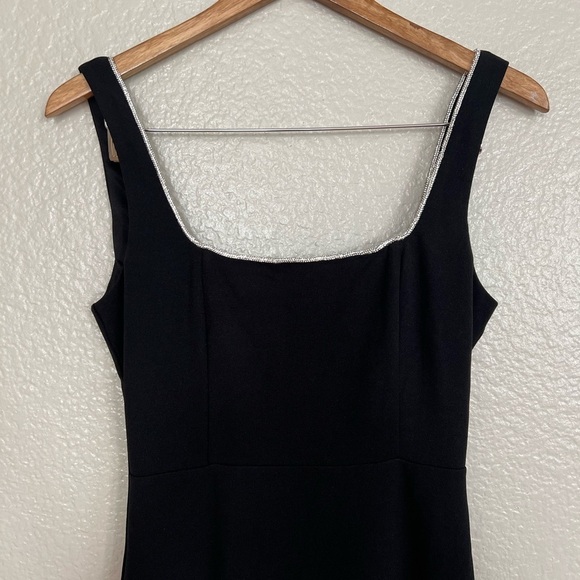 NWT Timeless Poise Black Rhinestone Square Neck Backless Maxi Dress - Picture 4 of 10